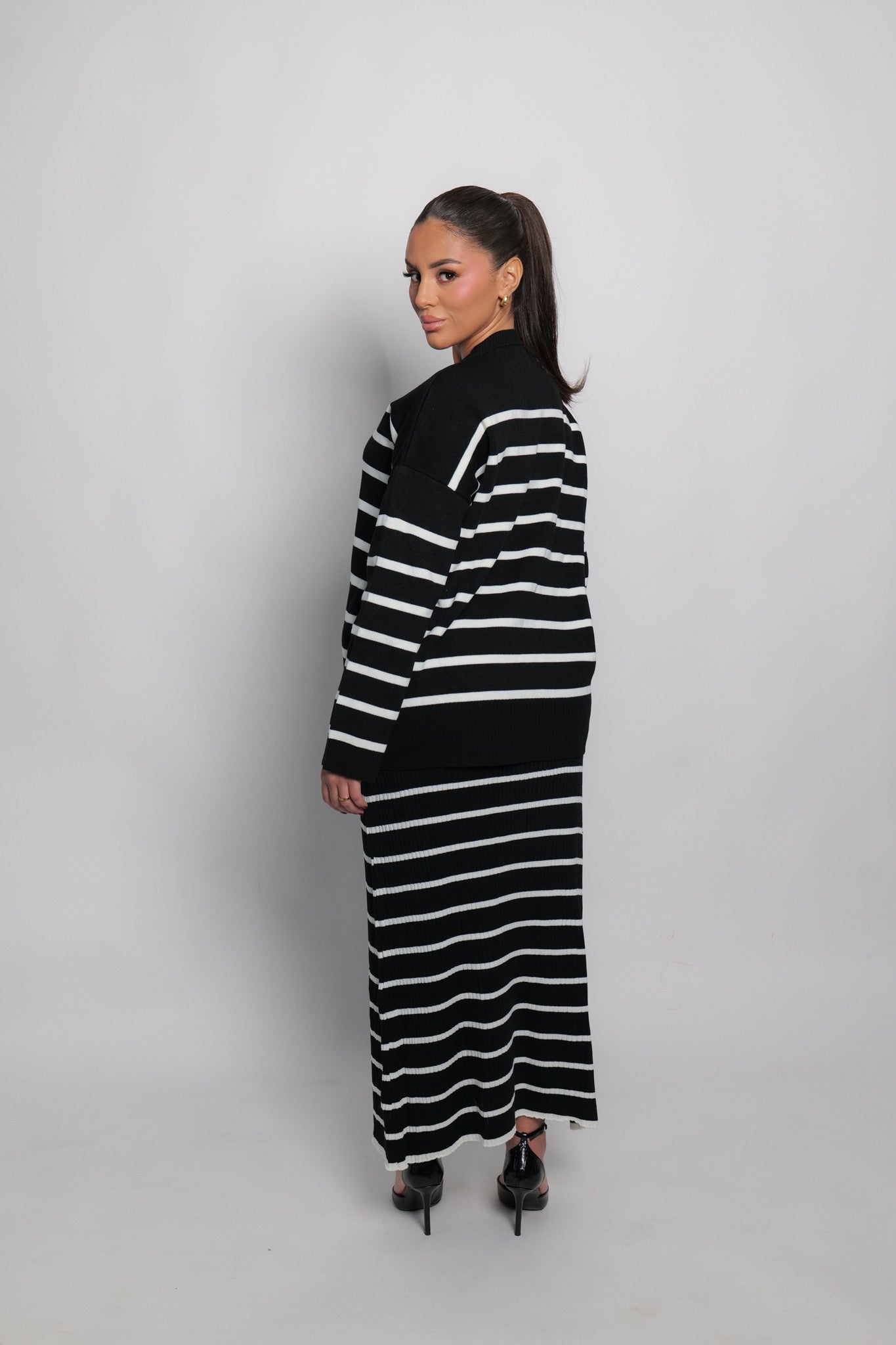 Ensemble jupe oversize à rayures noire