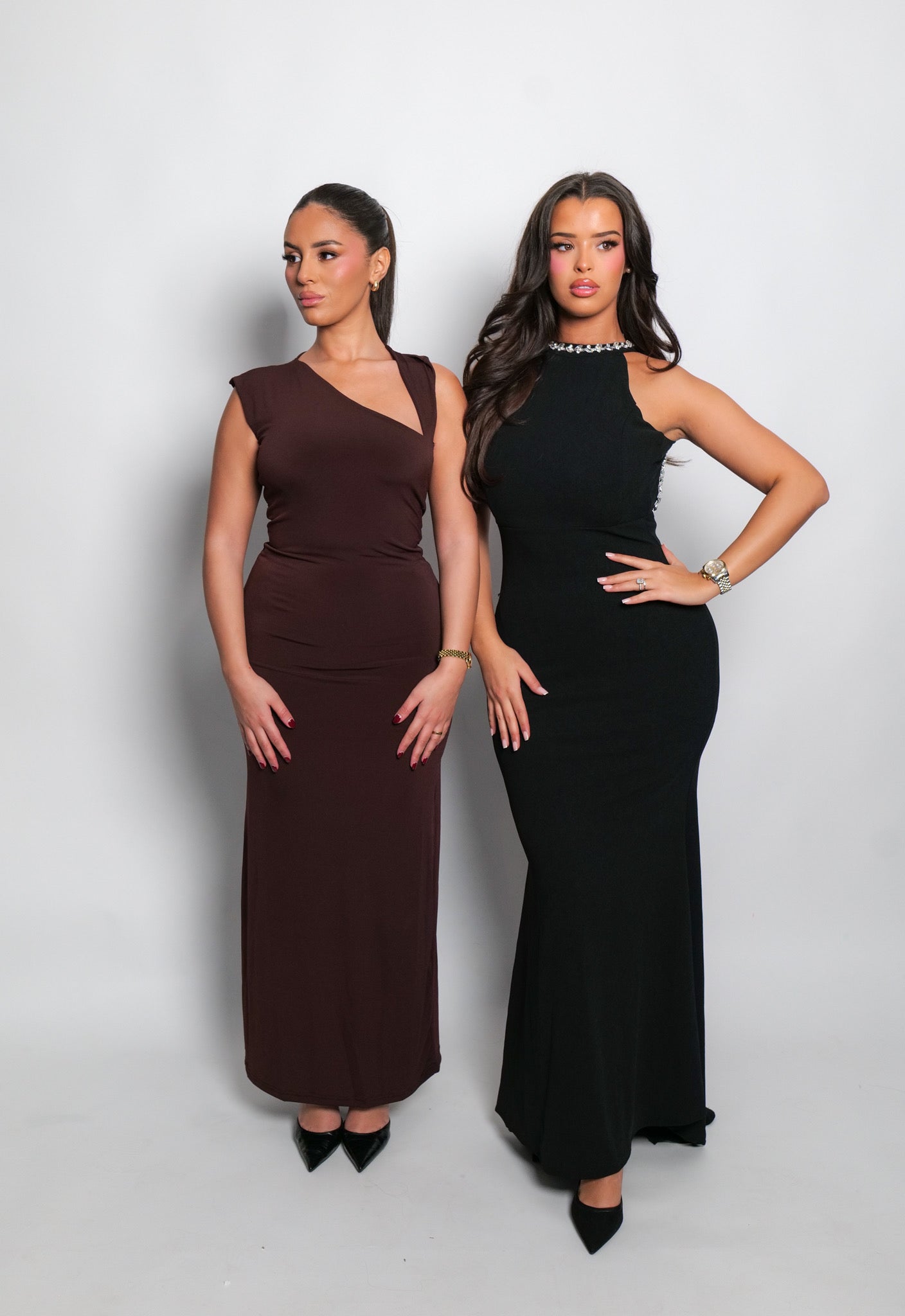 Robe longue marron