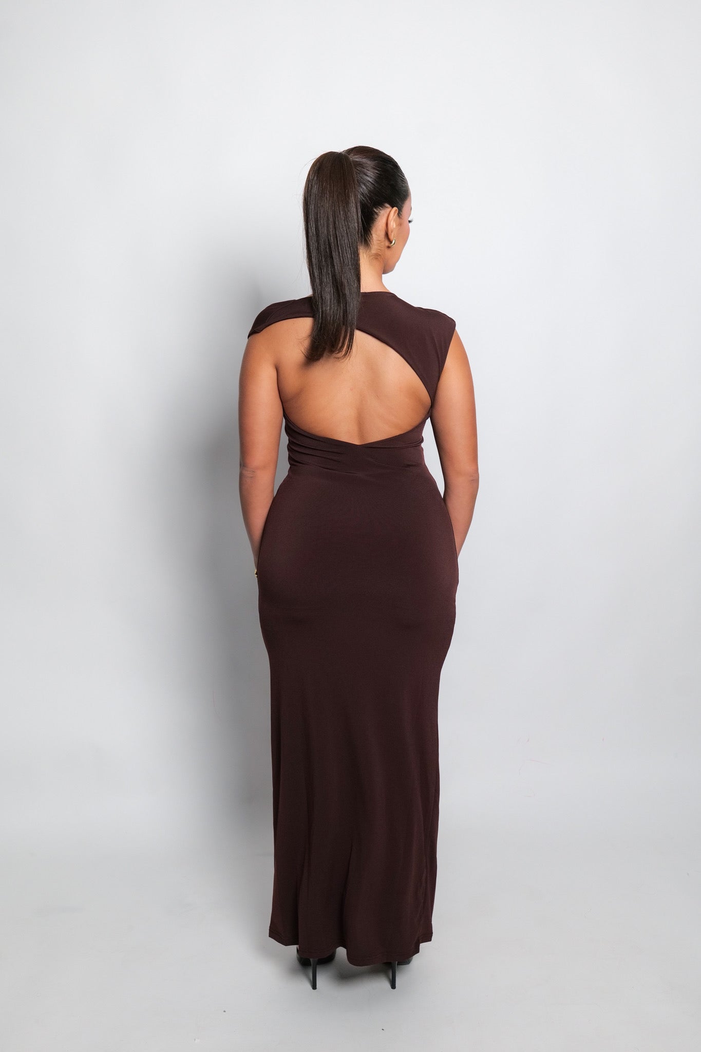 Robe longue marron